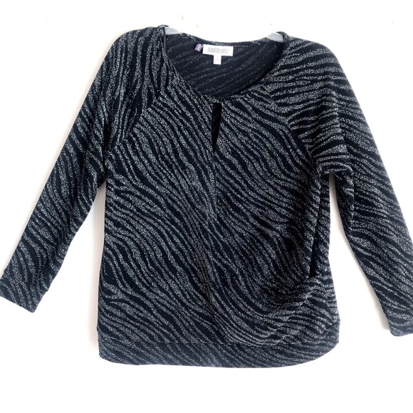 Jennifer Lopez Faux Wrap Metallic Blouse - Picture 1 of 12